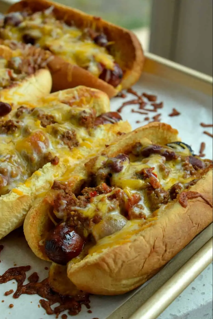 "Delicious Chili Cheese Dogs: A Grilled Culinary Masterpiece"