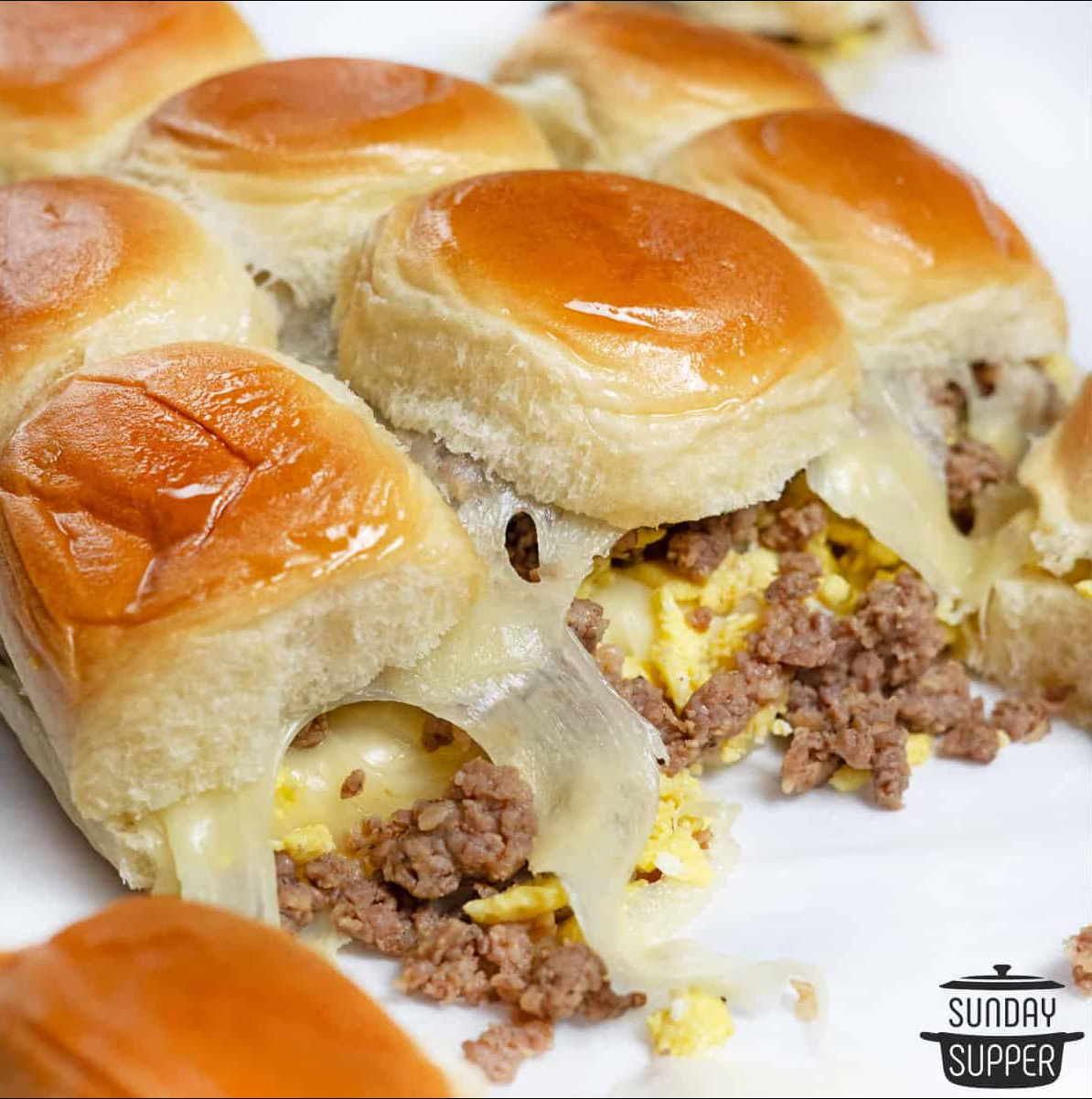 Savory Breakfast Sliders on a baking dish