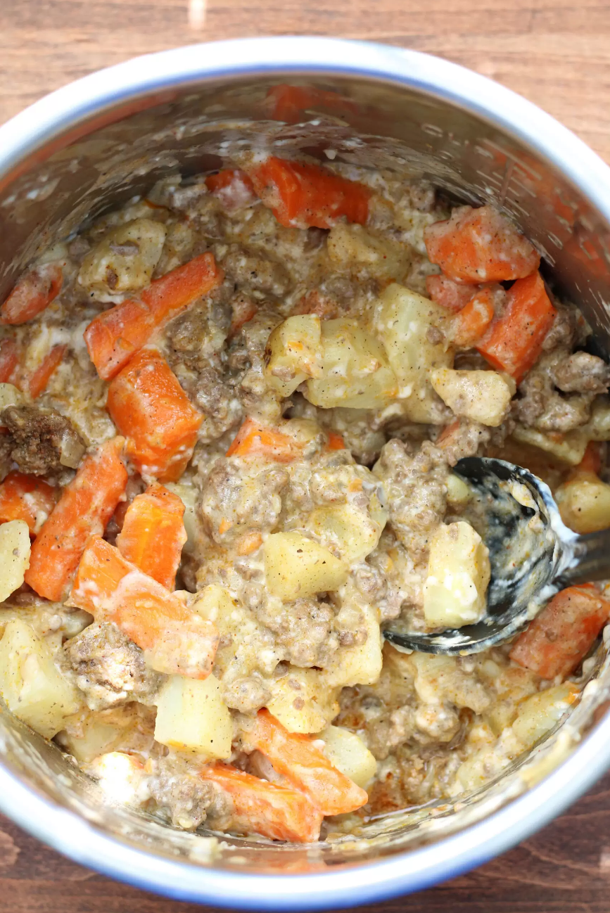 Slow Cooker Hobo Casserole in a crockpot