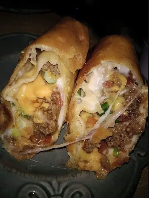 Golden Beef and Cheese Chimichangas on a plate