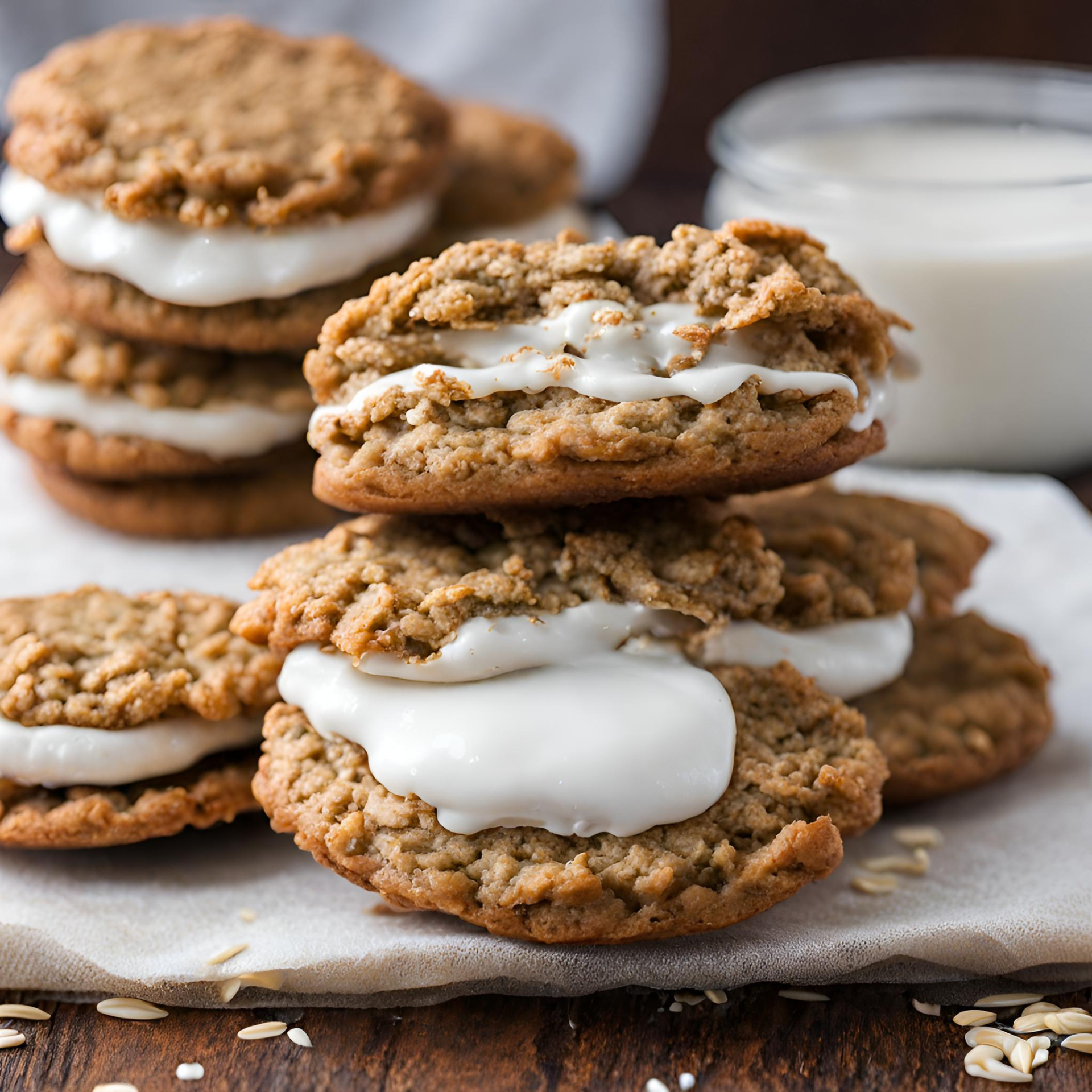 Homemade Oatmeal Cream Pies – Soft oatmeal cookies with a rich cream filling, a delightful homemade treat.